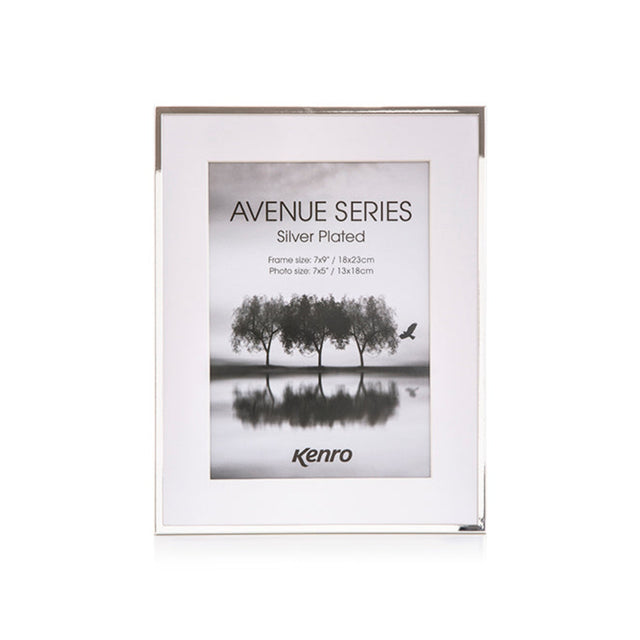 Kenro Avenue Silver Plated Photo Frame, 8x10in with 8x6in Mat