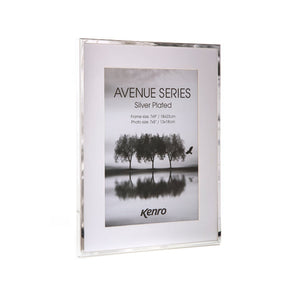 Kenro Avenue Silver Plated Photo Frame, 8x10in with 8x6in Mat