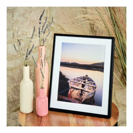Kenro Fusion Classic 9x7in Photo Frame with 7x5in Mat, Black - PHOTO FRAMES - PLATED, GILT, STONE - Beattys of Loughrea