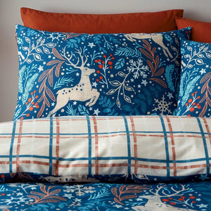WINTER STAGS DUVET SET BLUE SINGLE PWIND1C
