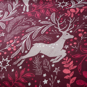 WINTER STAGS DUVET SET BURGUNDY DOUBLE PWIND2M