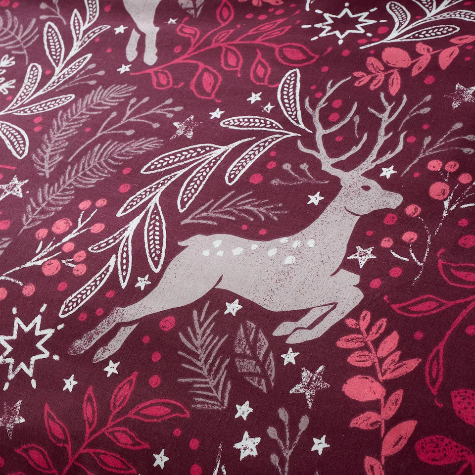 WINTER STAGS DUVET SET BURGUNDY KING PWIND3M