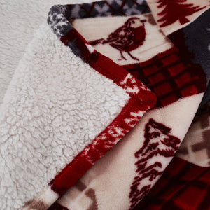 CHRISTMAS PATCHWORK SHERPA FLEECE THROW RED 130X170CMS UCHR1M