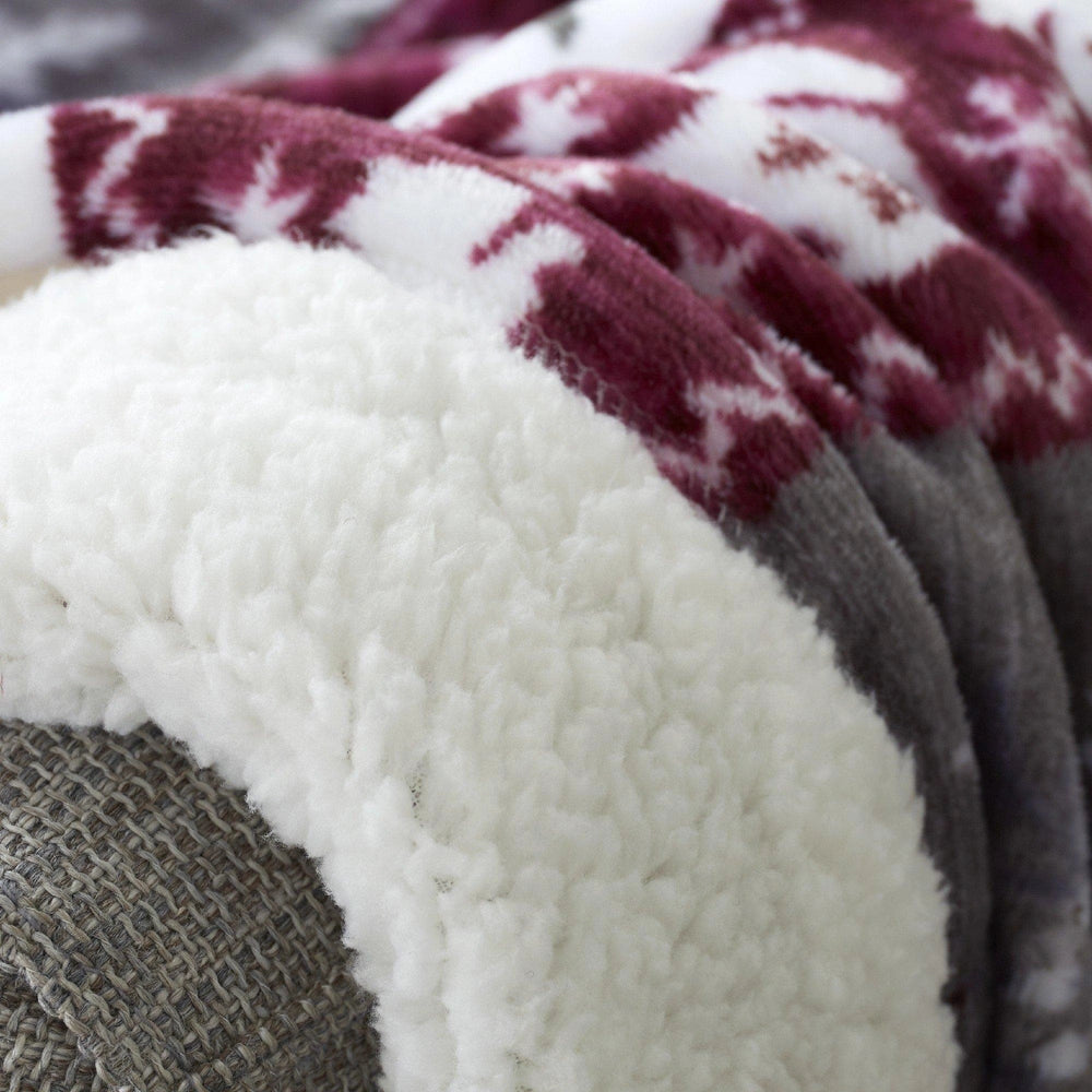 WARM ALASKA SHERPA FLEECE THROW BURGUNDY 130X170CMS UWAR1G