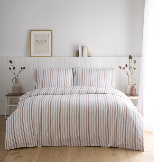 OMBRE PENCIL STRIPE DUVET SET NATURAL STRIPE DOUBLE POMBD2B