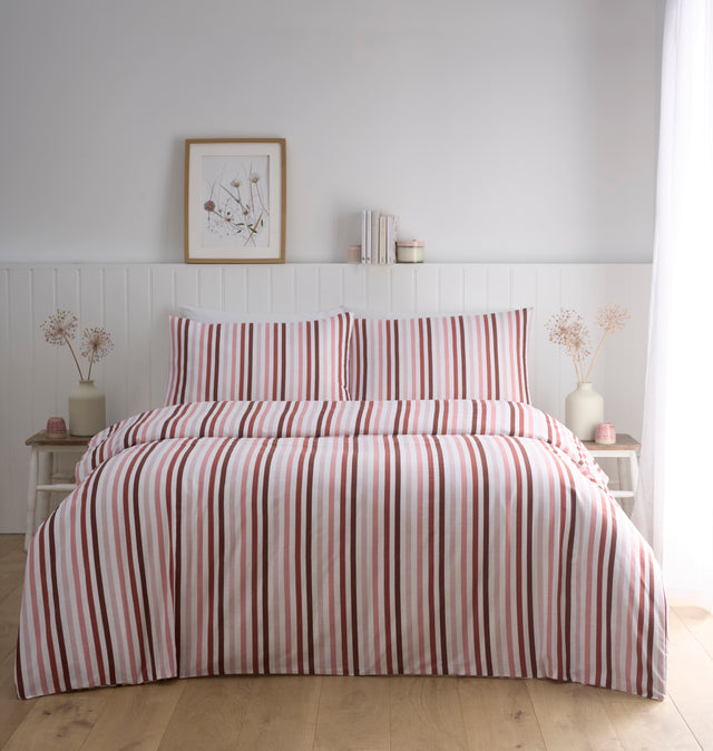 OMBRE PENCIL STRIPE DUVET SET PINK STRIPE KING POMBD3A