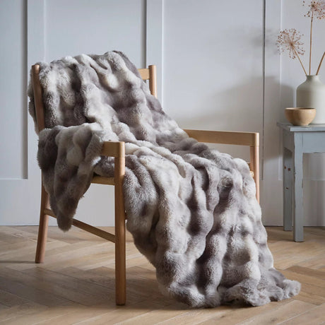 Oslo Luxury Faux Fur Throw, Grey - 150 x 200cm - THROWS/BLANKETS - Beattys of Loughrea