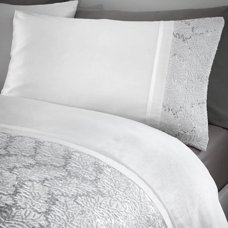 Rouen Duvet Set, White, Single - DUVET COVERS - Beattys of Loughrea