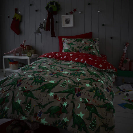 Festive Dino Kids Duvet Cover Set - Single - DUVET COVERS - Beattys of Loughrea