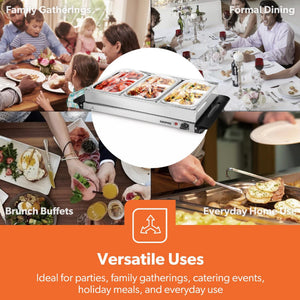 Geepas Stainless Steel Buffet Server 3 x 2.5L - PLATE/FOOD WARMER - Beattys of Loughrea