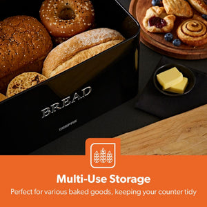 RETROVIVE BREAD BIN WITH LID 13L BLACK WI