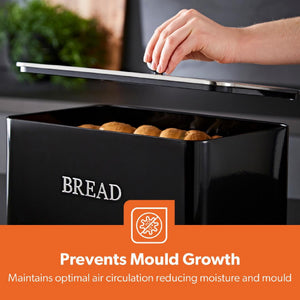 RETROVIVE BREAD BIN WITH LID 13L BLACK WI