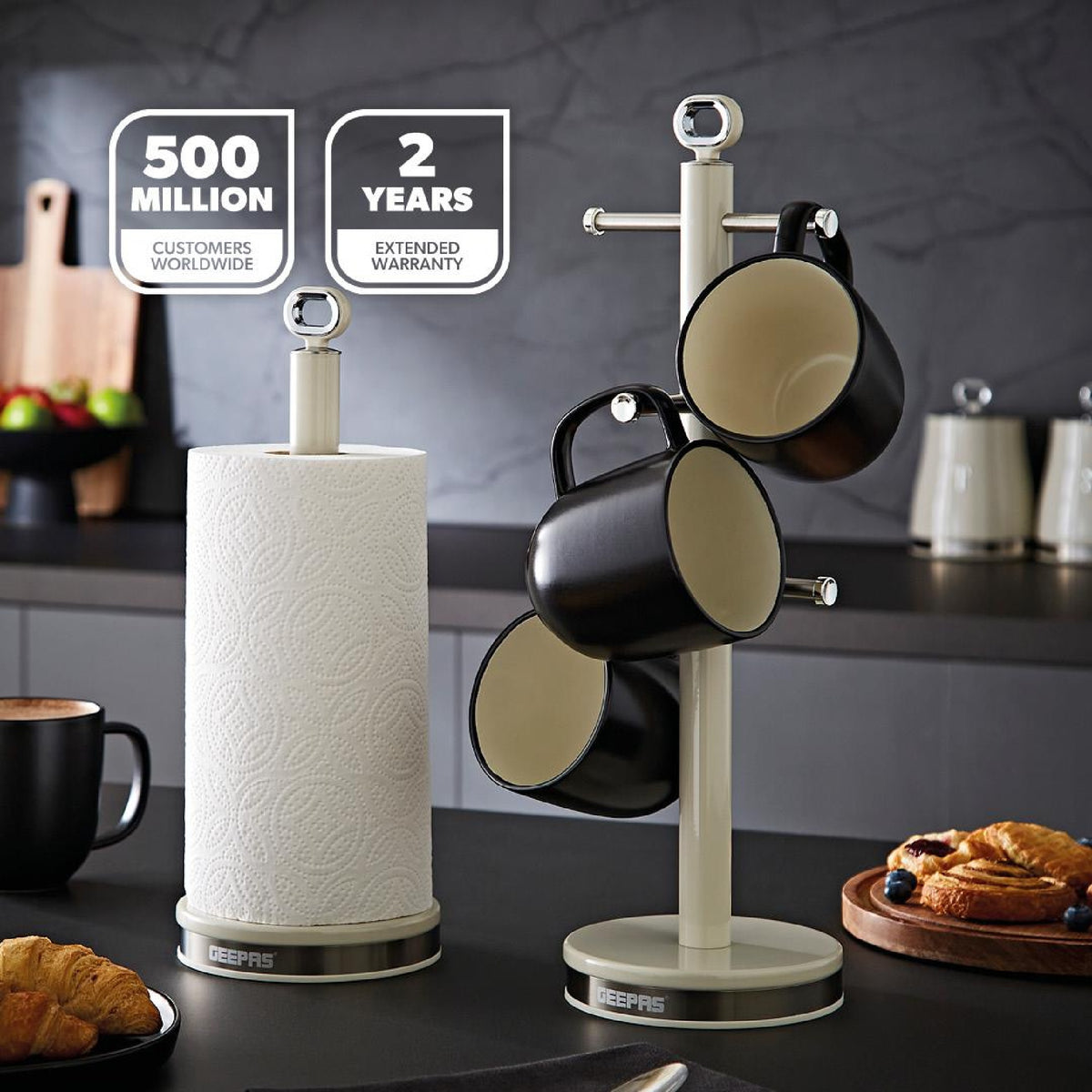 RETROVIVE MUG TREE & TOWEL POLE CREAM WI