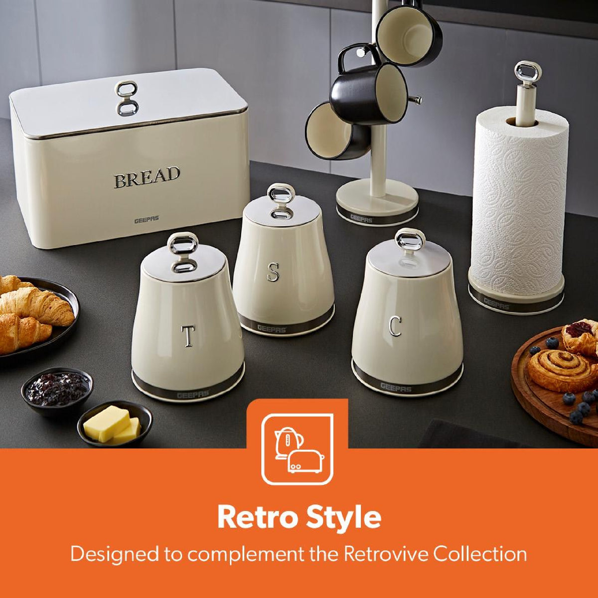 RETROVIVE MUG TREE & TOWEL POLE CREAM WI