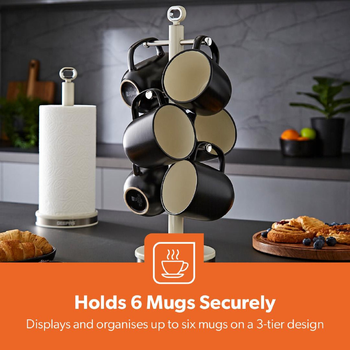 RETROVIVE MUG TREE & TOWEL POLE CREAM WI