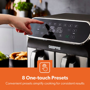 Geepas Vortex Air Fryer, 2 Basket 8L - AIR FRYER / DEEP FAT FRYERS - Beattys of Loughrea