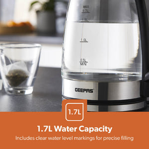 ILLUMINATING GLASS KETTLE 1.7L BLACK WI
