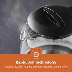 ILLUMINATING GLASS KETTLE 1.7L BLACK WI