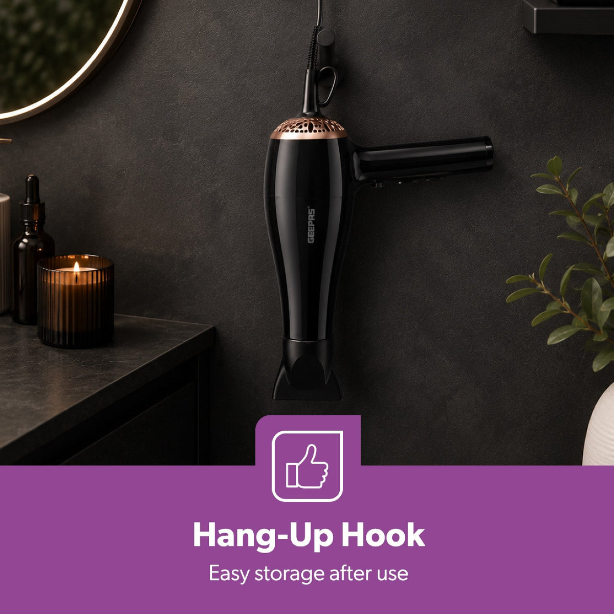 HAIR DRYER 3 HEAT 2 SPEED 2000W WI
