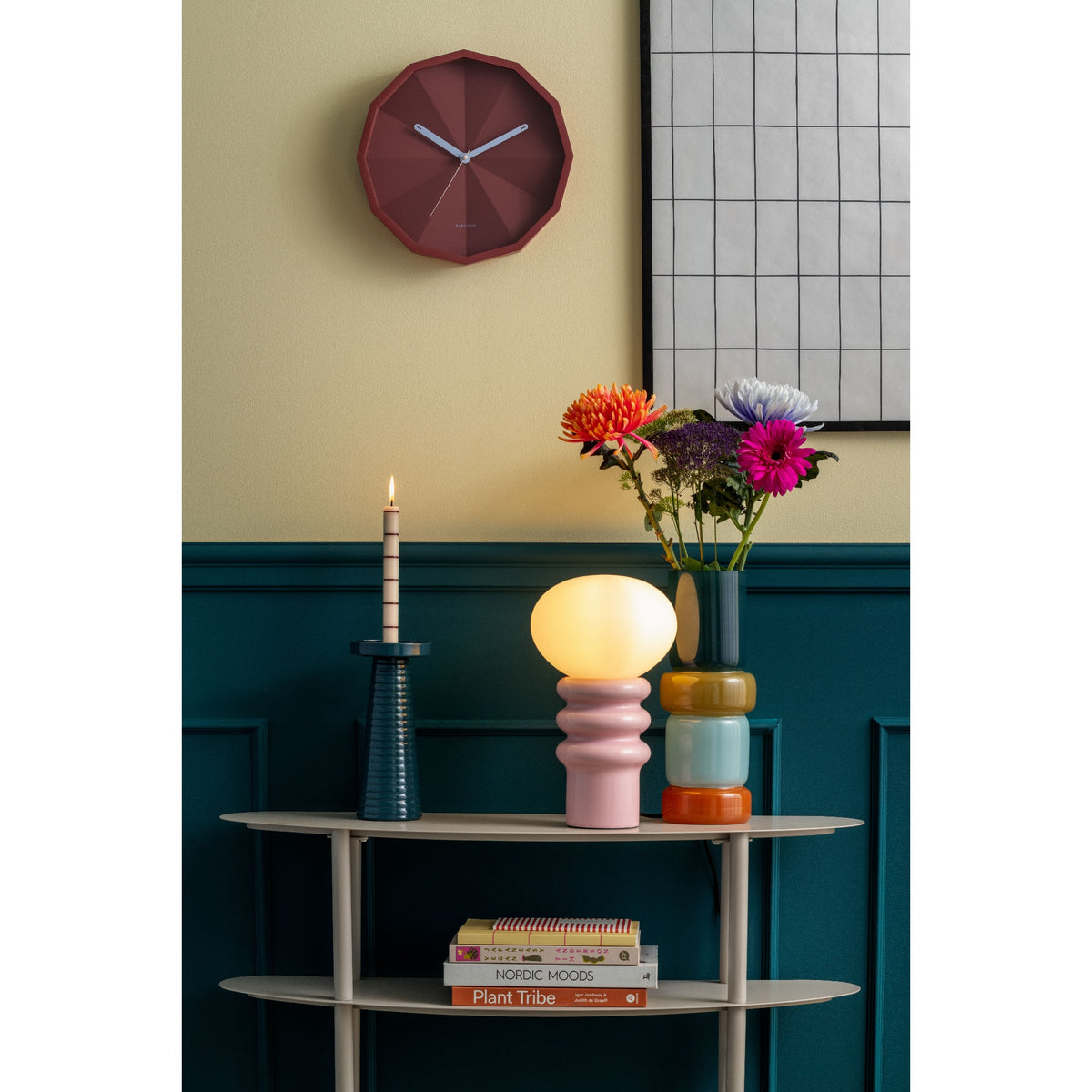 Karlsson Firenze Wall Clock - Red & Soft Blue