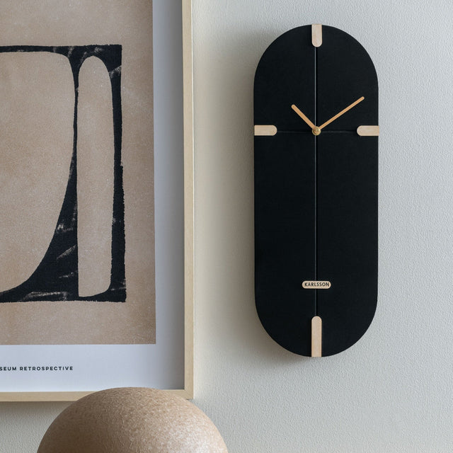 Karlsson Oxford Oval Wall Clock - Black - CLOCKS - Beattys of Loughrea