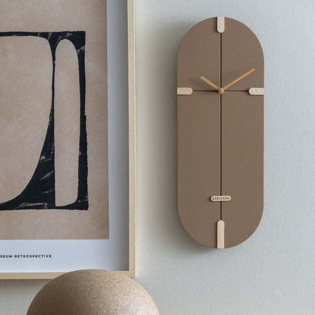 Karlsson Oxford Oval Wall Clock - Mocha Brown - CLOCKS - Beattys of Loughrea
