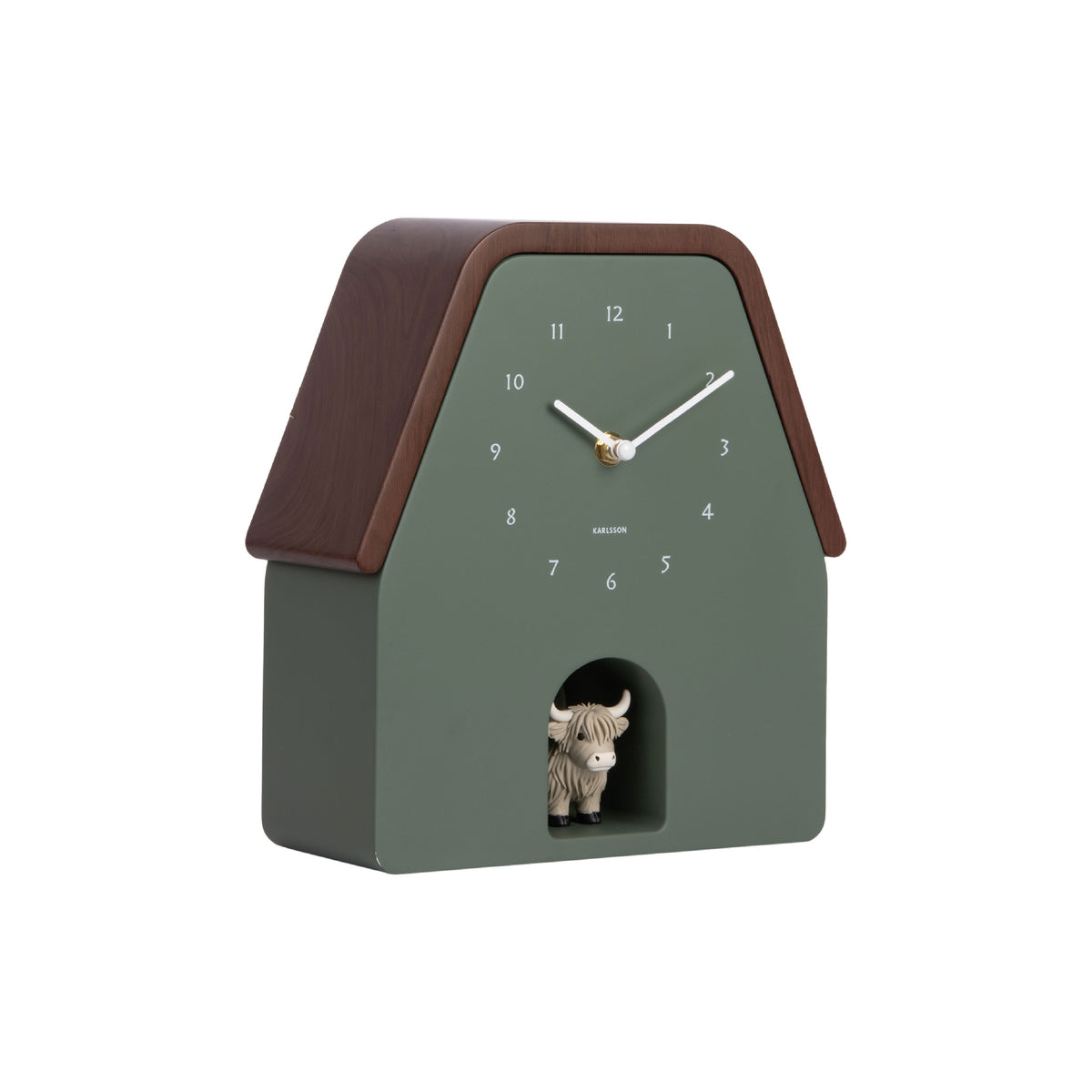 Karlsson Highland Cow Wall Clock - Jungle Green