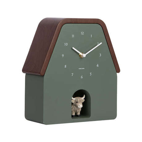 Karlsson Highland Cow Wall Clock - Jungle Green - CLOCKS - Beattys of Loughrea
