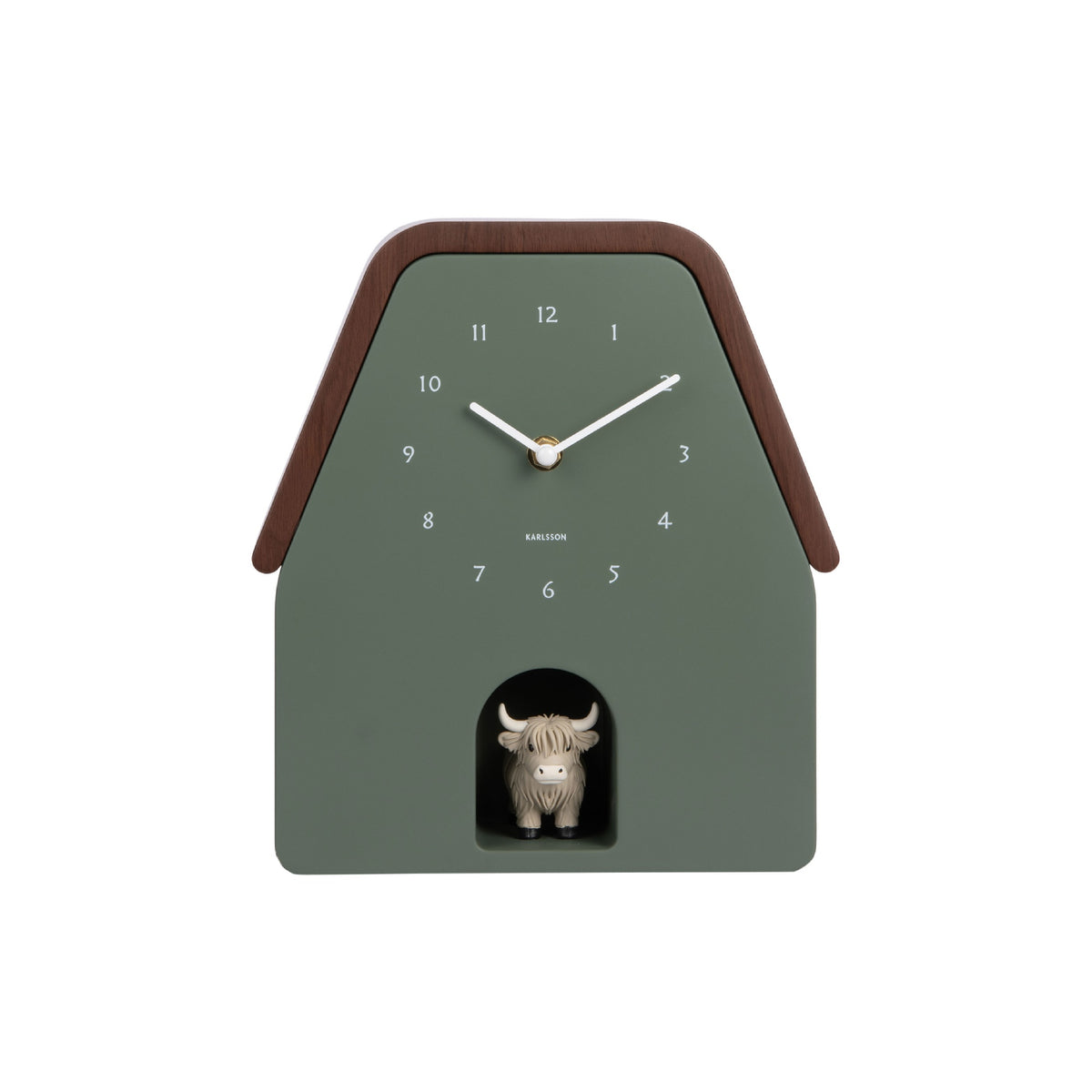 Karlsson Highland Cow Wall Clock - Jungle Green