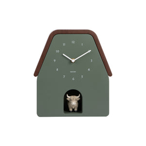 Karlsson Highland Cow Wall Clock - Jungle Green
