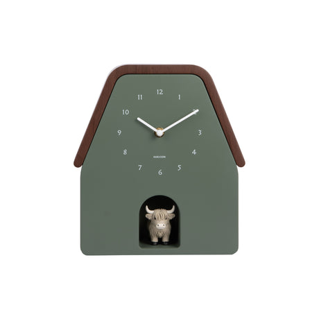 Karlsson Highland Cow Wall Clock - Jungle Green - CLOCKS - Beattys of Loughrea