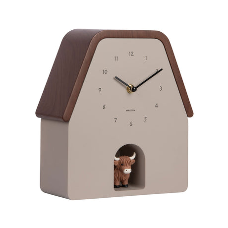 Karlsson Highland Cow Wall Clock - Warm Grey - CLOCKS - Beattys of Loughrea