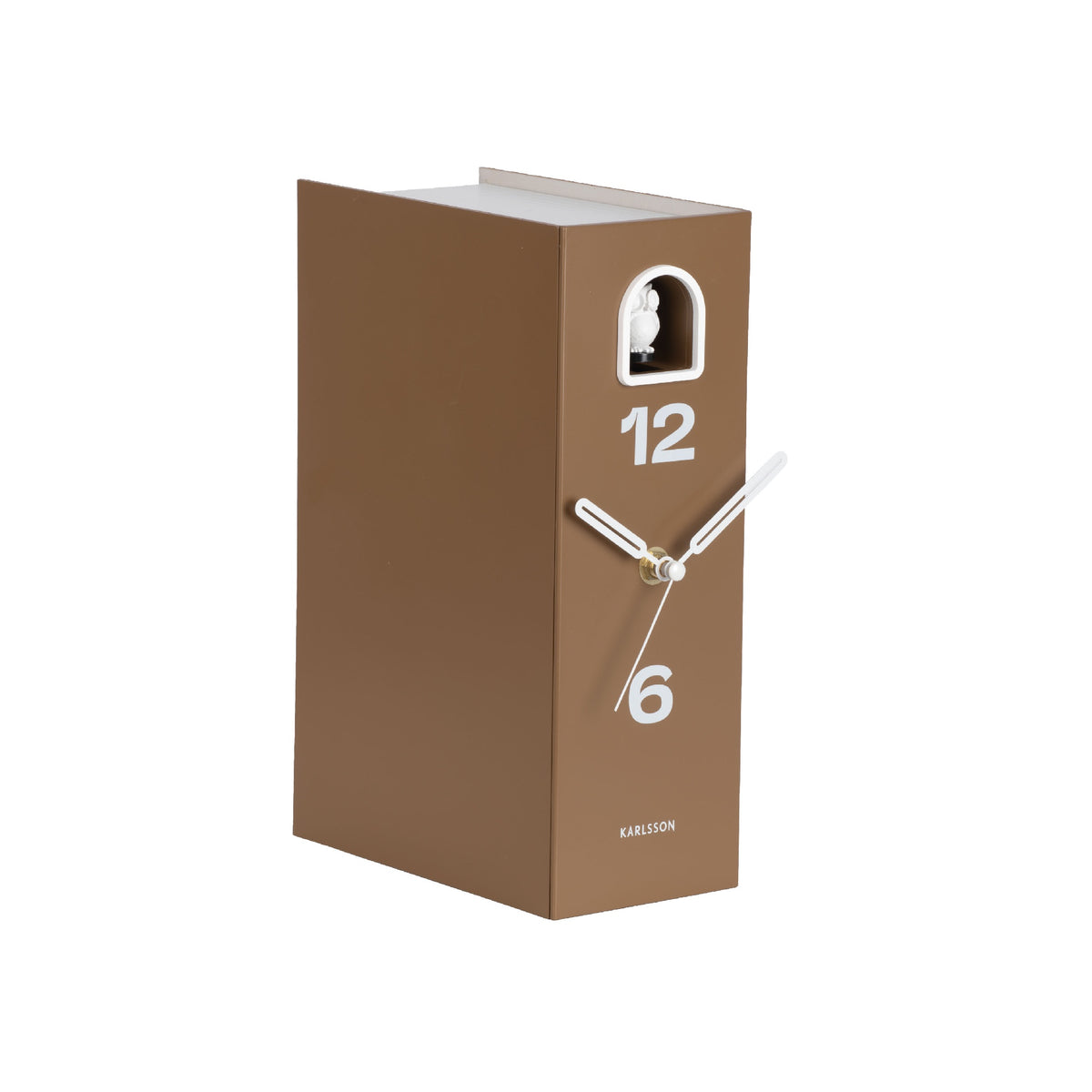Karlsson Book Owl Table Clock - Mocha Brown