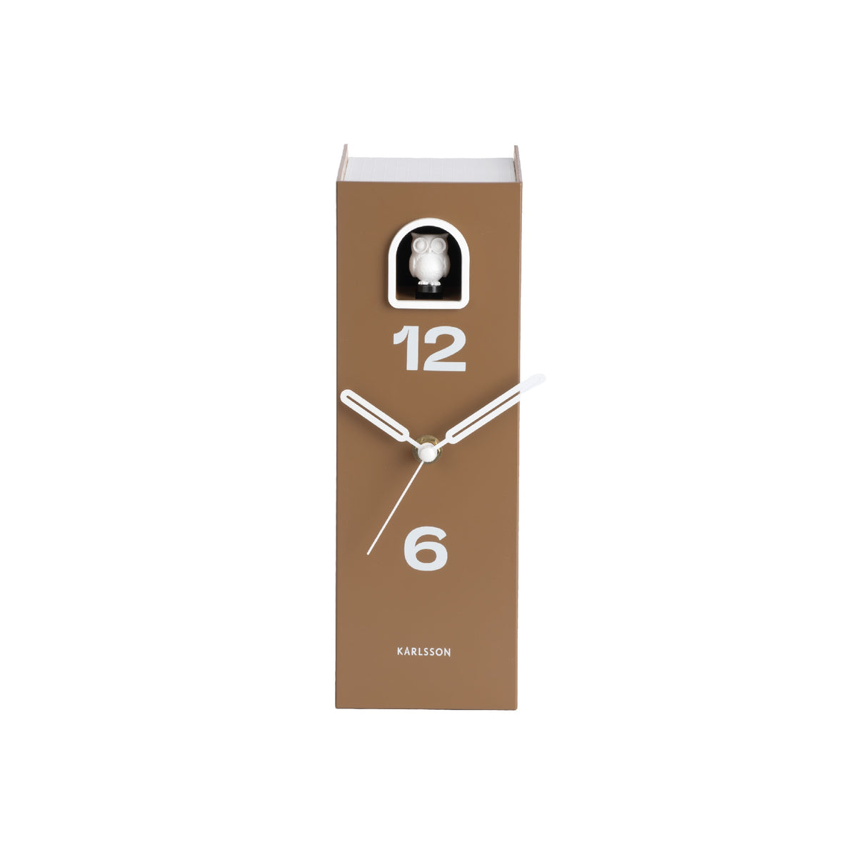 Karlsson Book Owl Table Clock - Mocha Brown