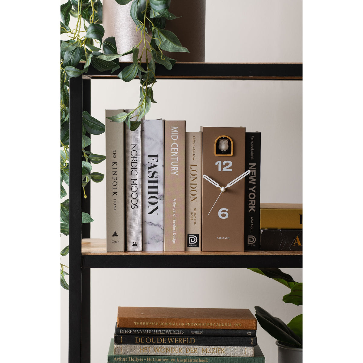Karlsson Book Owl Table Clock - Mocha Brown