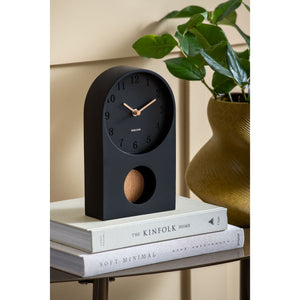 Karlsson Paris Arch Table Clock with Pendulum - Black