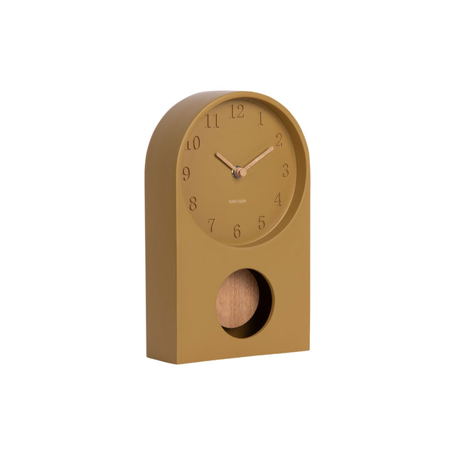 Karlsson Paris Arch Table Clock with Pendulum - Dark Khaki