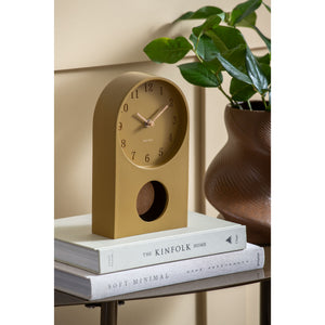 Karlsson Paris Arch Table Clock with Pendulum - Dark Khaki