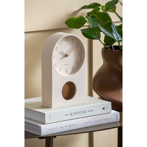 Karlsson Paris Arch Table Clock with Pendulum - Off White
