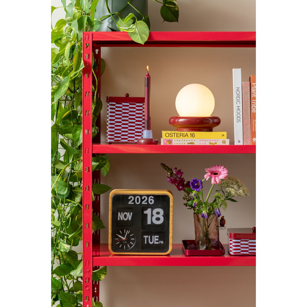 Leitmotiv Table Lamp Catania Ring - Burgundy Red