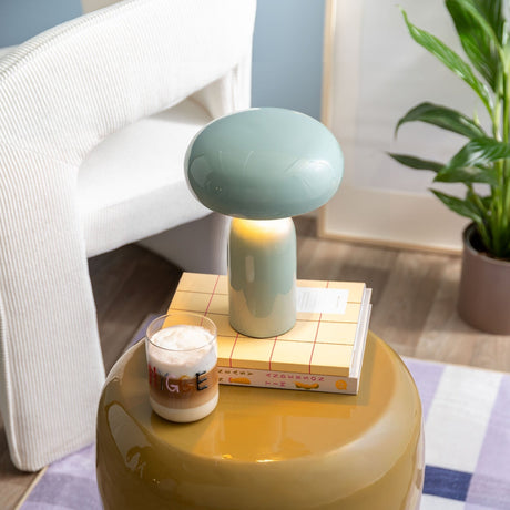 Leitmotiv Table Lamp Catania Mushroom - Misty Blue - TABLE/BEDSIDE LAMPS - Beattys of Loughrea