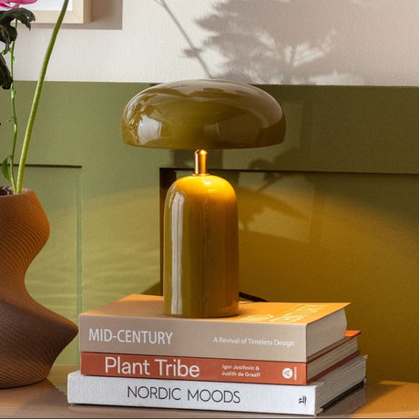 Leitmotiv Table Lamp Catania Mushroom - Olive Green - TABLE/BEDSIDE LAMPS - Beattys of Loughrea