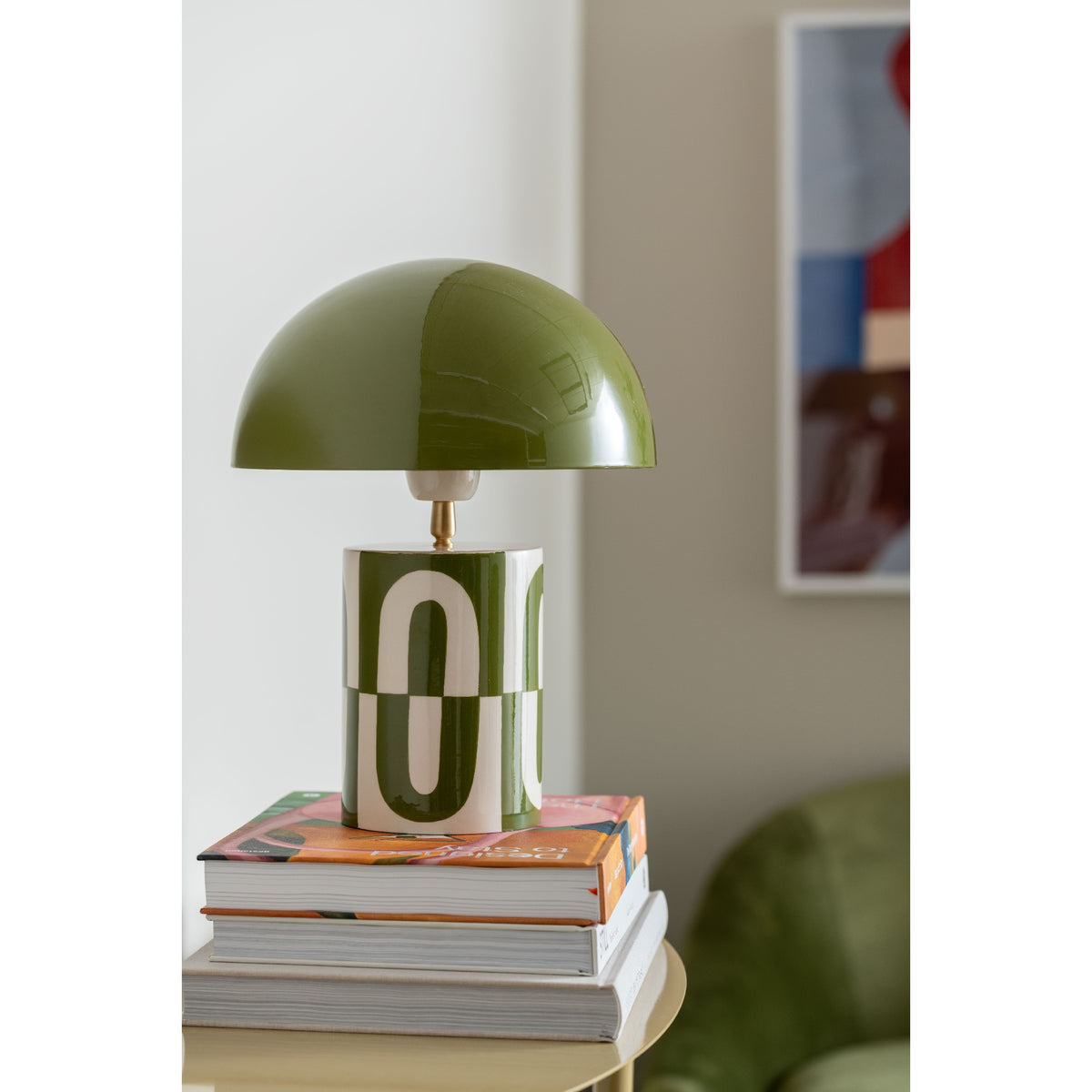 Leitmotiv Table Lamp Dublin Circles - Luxury Green & Off White