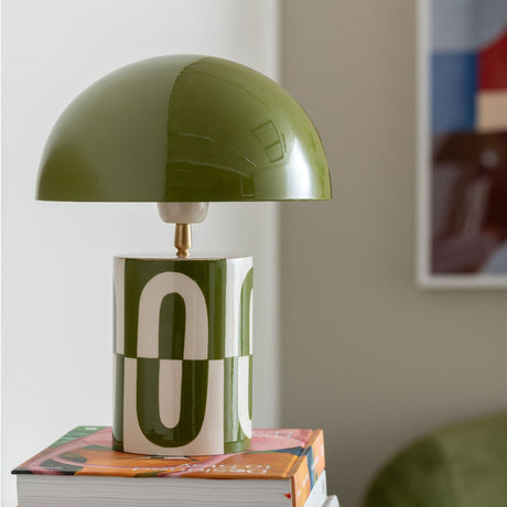 Leitmotiv Table Lamp Dublin Circles - Luxury Green & Off White - TABLE/BEDSIDE LAMPS - Beattys of Loughrea