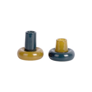Present Time Candle Holder Set Firenze - Legion Blue & Olive Green