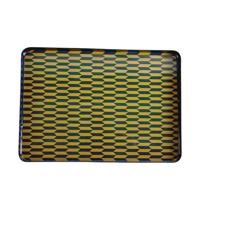 Present Time Tray Salerno Rectangle XL - Legion Blue & Olive Green - ENAMELWARE/JARS/TRAYS - Beattys of Loughrea