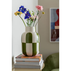 Present Time Vase Dublin Circles - Luxury Green & Off White