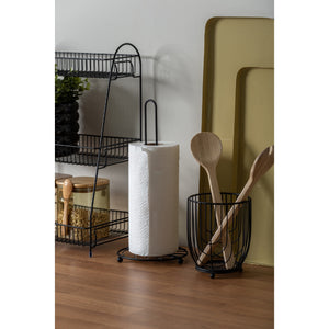 Present Time Kitchen Roll Holder Wired - Black