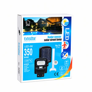 ExtraStar Radar Sensor Solar Street Light, Daylight White, Black