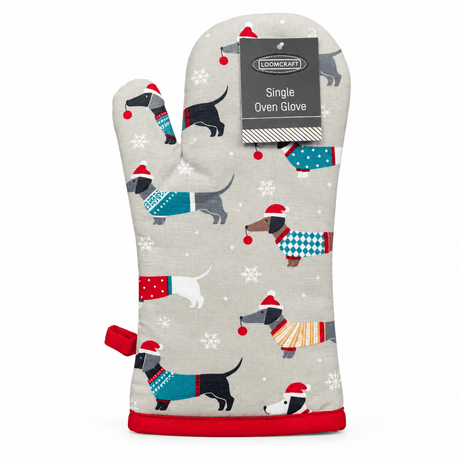 Loomcraft Christmas Dog Oven Glove - APRON/GLOVE/TEXTILE - Beattys of Loughrea